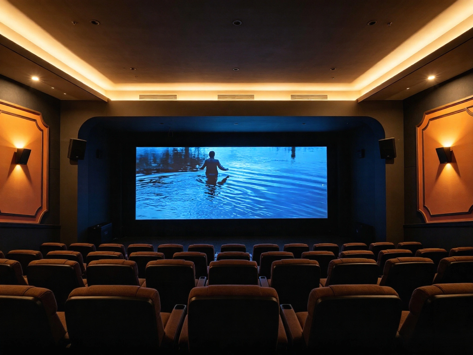 LED cinema screen in an intimate private screening room