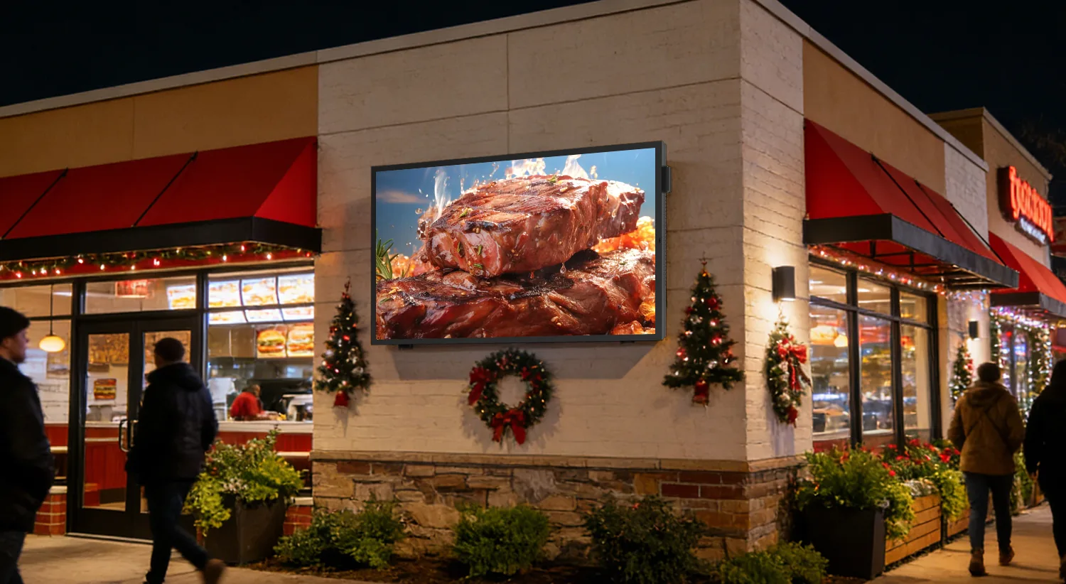 Wall-mounted outdoor signage on a building facade